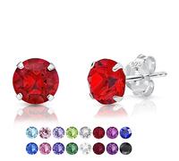 Punti Luce Orecchini Rossi Donna - Orecchini Argento 925 Punto Luce con Brillantini di Cristalli Swarovski® Elements 6 mm - Red Earrings - Brillantino Punto Luce Donna - Orecchino a Lobo