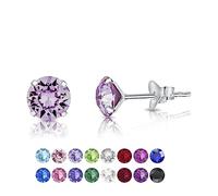 Punti Luce Orecchini Viola Brillanti - Orecchini Punto Luce Argento 925 con Brillantini di Cristallo 6 mm - Orecchino Brillantino Donna per Lobo