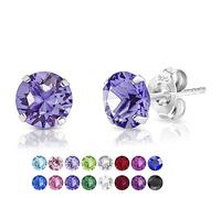 Punti Luce Orecchini Viola Tanzanite - Orecchini Donna Argento 925 Punto Luce con Brillantini di Cristalli Swarovski® Elements 6 mm - Orecchini Lobo Donna Brillanti Colorati - Orecchino Brillantino