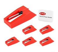 Puntina di ricambio per giradischi, punta in pietra preziosa per Crosley per Victrola Ion per Pyle, cartuccia audio ad alta fedeltà facile da installare, corpo in plastica (1 confezione) (6 pezzi)