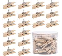 Puntine Con Clip in Legno, 50 Puntine Da Disegno in Legno, per Lavagne in Sugher