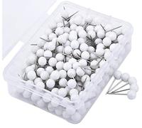 Puntine da disegno, colore bianco, 1/8", testa rotonda, 200 pezzi, colore bianco