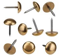 Puntine in ottone massiccio retrò come chiodi da tappezzeria antichi per mobili, puntine decorative per legno, tappeti, chiodi hardware, chiodi per tappi, puntine per pollice, chiusure in ottone (7/10 pollici, colore oro 18 mm, 10 pezzi)
