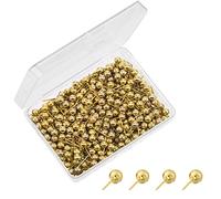 Puntine per bacheca, con testa d'oro, puntine da disegno, spille da disegno, spille da disegno, con scatola per mappa del mondo, bacheca (60 pezzi, oro)