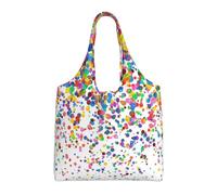 Puntini colorati stampati artisticamente,Borse riutilizzabili, borse della spesa, borsa a tracolla in tela di grande capacità