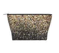 Puntini dorati in oro nero glitterato, Borsa da toilette Borsa per trucco Borsa per cosmetici Borsa da toilette da viaggio portatile