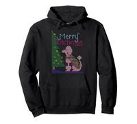 Punto Croce con Cane Barboncino e Albero di Natale, Merry Stitchmas Felpa con Cappuccio