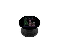 Punto croce con cane barboncino e albero di Natale, Merry Stitchmas PopSockets PopGrip Adesivo