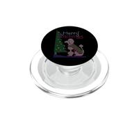 Punto croce con cane barboncino e albero di Natale, Merry Stitchmas PopSockets PopGrip per MagSafe