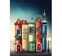 Punto croce Fallo da solo Arti e mestieri Kit da cucito a mano,Libreria,40×50cm,11CT Ricamo DMC timbrato per principianti Motivo prestampato