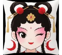 Punto Croce Kit da Ricamare Cuscini, Ragazza classica Fai Da Te Fodera Per Cuscino Kit Da Ricamo 45x45cm Punto Croce Prestampato Cuscino Ricamato a Mano