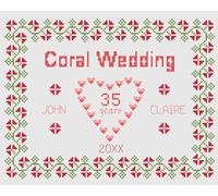 Punto Croce Matrimonio Anniversario Kit Campione O Motivo - Florashell - Corallo