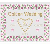 Punto Croce Matrimonio Anniversario Kit Campione O Motivo - Florashell - Dorato
