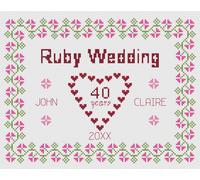 Punto Croce Matrimonio Anniversario Kit Campione O Motivo - Florashell - Rubino