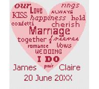Punto Croce Matrimonio Kit Campione O Motivo - Florashell - Cuore Parole