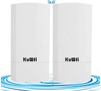 Punto di accesso WiFi, KuWFi Punto a Punto Ponte Wireless 2.4G Ripetitore Esterno Potente con Lungo Raggio, 300Mbps Amplificatore WiFi per 1KM estensione rete telecamera IP, CPE Deck Wlan per PTP/PTMP