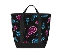 Punto interrogativo al neon senza soluzione di continuità,Borsa porta pranzo grande capacità isolata per donne e uomini, lavoro, picnic, viaggi