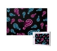 Punto interrogativo al neon senza soluzione di continuità,Puzzle in legno da 1000 pezzi per famiglie, puzzle per adulti e adolescenti