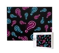 Punto interrogativo al neon senza soluzione di continuità,Puzzle in legno da 500 pezzi, gioco di famiglia, puzzle per adulti e adolescenti, decorazioni per la casa