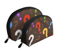 Punto interrogativo colorato, Borsa per trucco a conchiglia Portamonete da donna Borsa da toilette piccola Borsa per cosmetici 2 pezzi