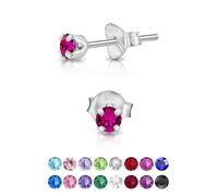 Punto Luce Orecchini Fucsia - Argento 925 con Brillantini di Cristallo 3 mm - Donna Lobo