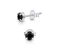 Punto Luce Orecchini Neri - Orecchini Donna Argento 925 Punto Luce di Cristallo Nero 4 mm - Orecchini Donna Neri - Orecchini Punto Luce Argento 925 - Orecchini Lobo Donna