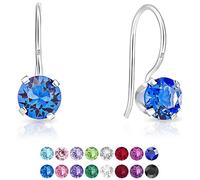 Punto Luce - Orecchini Zaffiro Argento 925 con Cristallo Austriaco 6 mm - Pendenti Donna