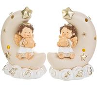PuntoCasaStore 1 PZ ANGELO SU LUNA IN RESINA CON LUCE LEC 6x8xh.11CM 2ASS. BOMBONIERA SEGNAPOSTO