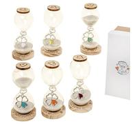 PuntoCasaStore 1 PZ. Clessidra Quadrifoglio Multicolor in Vetro Base Legno H.11 6ASS. con Scatola BOMBONIERA Idea Regalo Matrimonio Comunione
