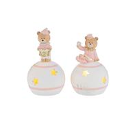 PuntoCasaStore 1 PZ Orsetto Resina Luce LED bomboniera Nascita Battesimo Neonato Maschio Femmina Luce Notturna Decorazione cameretta Idea Regalo Originale (Rosa)