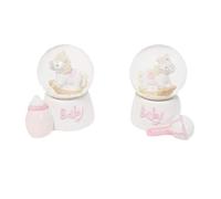 PuntoCasaStore 1 pz Palla di Neve Cavallo a Dondolo Rosa 6,5x7 cm bomboniera Nascita Battesimo Scritta Baby 2ass. biberon sonaglio