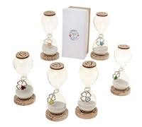 PuntoCasaStore 1 pz TEMPS CLESSIDRA QUADRIFOGLIO MULTICOLOR IN VETRO BASE LEGNO H.13,5 6ASS. CON SCATOLA BOMBONIERA IDEA REGALO MATRIMONIO COMUNIONE