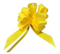 PuntoCasaStore 100 coccarde autotiranti Gran Fiocco da Antenna specchietto Auto, Nastro 3 cm, Lunghezza 130 cm, Diametro 12 cm Feste Giallo