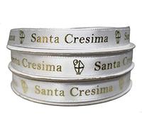 PuntoCasaStore 2 x Nastro Raso Bianco 10 mm x 25 Metri Scritta Santa Cresima