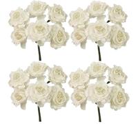 PuntoCasaStore 24 PZ Fiori Artificiali FIORELLINO 3,5x13 CM BOMBONIERA SEGNAPOSTO Composizione confettata, Nascita, Battesimo, Matrimonio, Comunione, Laurea (Bianco)