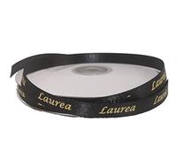 PuntoCasaStore Nastro Doppio Raso Nero con Scritta Laurea Colore Oro Larghezza 10 MM Lunghezza 50 Metri (Nero)