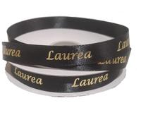 PuntoCasaStore Nastro Doppio Raso Nero con Scritta Laurea Colore Oro Larghezza 15 MM Lunghezza 50 Metri (Nero)