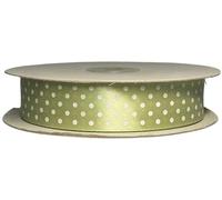 PuntoCasaStore Nastro Doppio Raso Pois Rotolo da 50 Metri Doppia Faccia COLORATO Satin Ribbon BOMBONIERE Confezioni Regalo Fai da Te Artigianato Decorazioni Feste 30 Colori (Verde Chiaro, 25 MM)