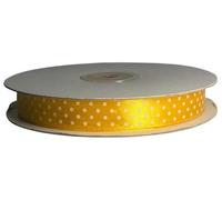 PuntoCasaStore Nastro Doppio Raso Pois Rotolo da 50 Metri Doppia Faccia COLORATO Satin Ribbon BOMBONIERE Confezioni Regalo Fai da Te Artigianato Decorazioni Feste 30 Colori (Giallo OCRA (Tal), 15 MM)