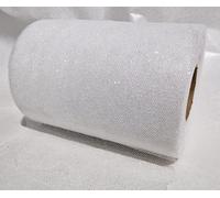 PuntoCasaStore Rotolo Bobina di Tulle con Glitter Bianco Larghezza 12,5 cm x 50 Metri Decorazione Fai da Te Feste