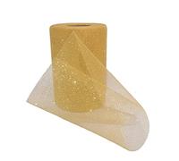PuntoCasaStore Rotolo Bobina di Tulle con Glitter Oro Larghezza 12,5 cm x 50 Metri Decorazione Fai da Te Feste
