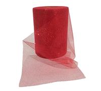 PuntoCasaStore Rotolo Bobina di Tulle Rosso con Glitter Larghezza 12,5 cm x 50 Metri Decorazione Fai da Te Feste