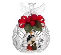 PuntoCasaStore Sfera Natalizia con Angelo d.8 Decoro Argento/Oro con Fiocco alberelli e presepe Decorazione Idea Regalo Natale 2024 (Argento, MOD.5)