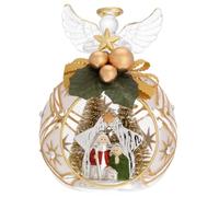 PuntoCasaStore Sfera Natalizia con Angelo d.8 Decoro Argento/Oro con Fiocco alberelli e presepe Decorazione Idea Regalo Natale 2024 (Oro, MOD.3)
