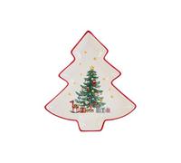 PuntoCasaStore Vassoio ceramica forma albero natalizio 28x25xh.3cm decorazione Natale 2025 immagine albero con doni elegante simbolo regalo casa ufficio accessorio decorativo festività