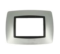 puntoluceled Placca Bombe bombata in tecnopolimero compatibile con BTicino Living International 3 moduli Silver - Cornice frontale da incasso cassetta 503