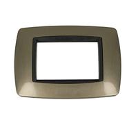 puntoluceled Placca Bombe Compatibile con BTicino Living International 3 Moduli | Bronzo