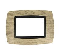 puntoluceled Placca Bombe Compatibile con BTicino Living International 3 Moduli | Legno Chiaro
