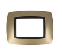 puntoluceled Placca Bombe Compatibile con BTicino Living International 3 Moduli | Oro | Supporti LN4703 L4703 (3 Posti, Oro cod.12)