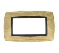 puntoluceled Placca Bombe Compatibile con BTicino Living International 4 Moduli | Legno Scuro | Supporti LN4703 L4703 (4 Posti, Legno Scuro cod.66)